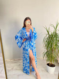 Mavi Desenli Kimono